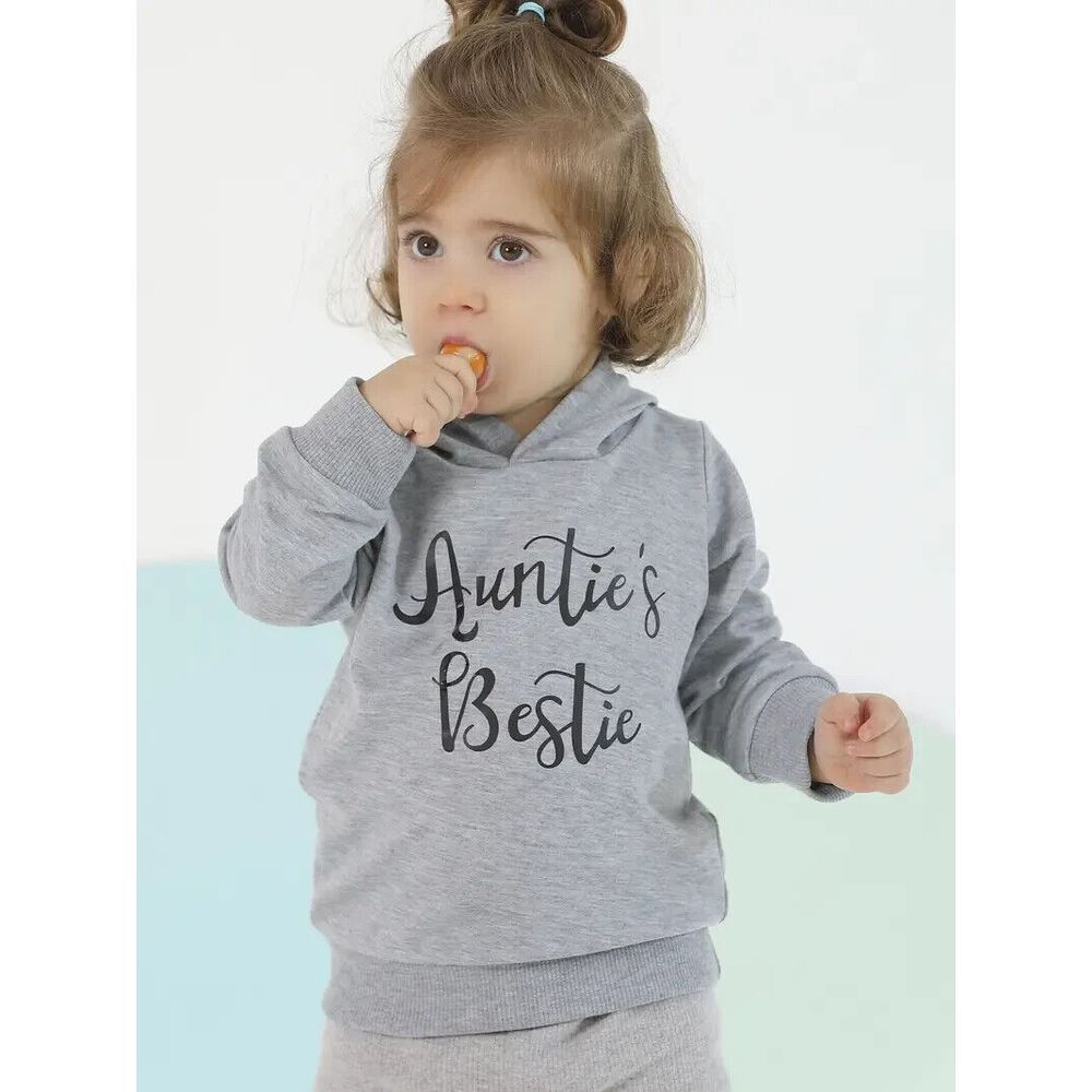 Aunties Bestie Baby Hoodie Grey 18 / 24‎ months NEW